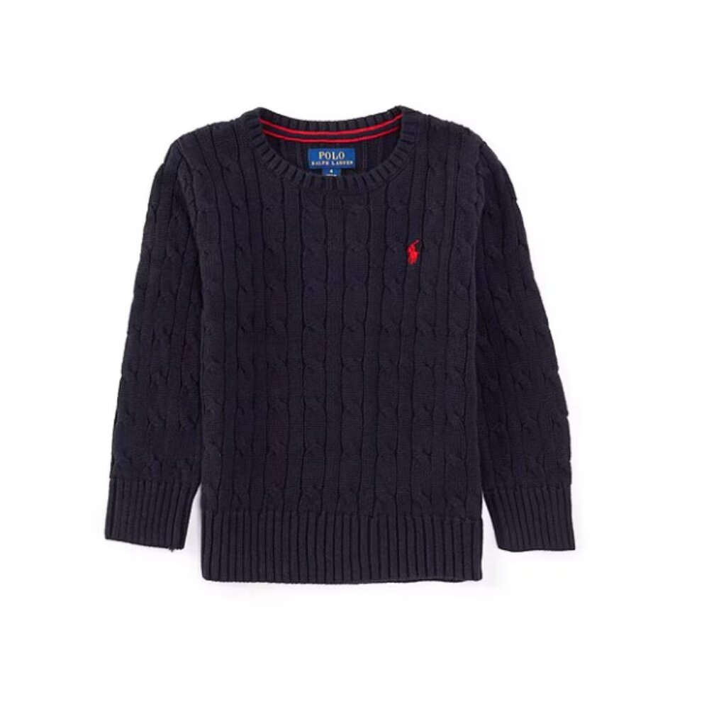 Polo Long Sleeve Cable Knit Sweater